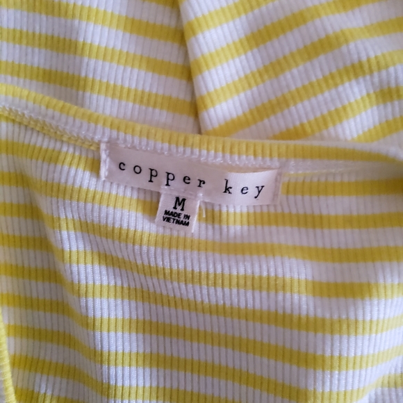 Copper Key Button Front Striped Sleeveless SwingTank Top Size M Yellow New - Picture 5 of 8